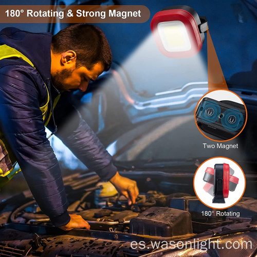 Wason 2023 20W COB 1000 LUMENS Tipo-C Luz de trabajo magnético recargable para reparación de automóviles, acampar, emergencia y iluminación del sitio de trabajo
